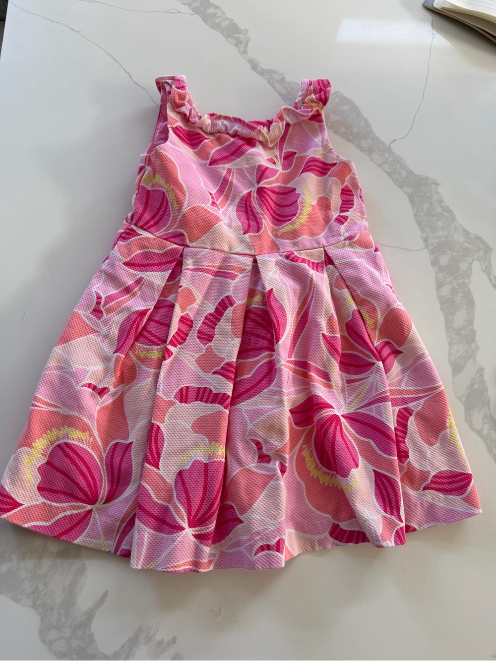Girls JANIE and JACK pink Floral Pleated Dress Size 4T